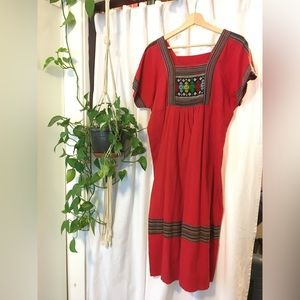 Vintage Puebla style red dress
